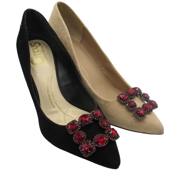 White House Black Market Glass Ruby Crystal Shoe Clips Quiet Luxury RARE NWT - Picture 1 of 9